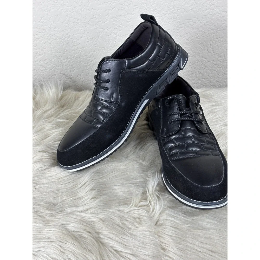 Gatsby Leather Oxford Derby Shoes Mens 9 Black Comfort Classic Lace Up